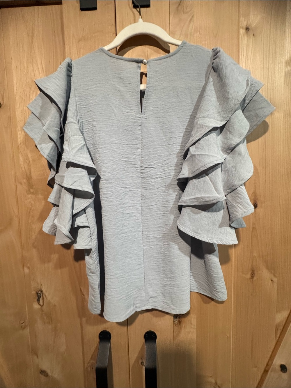 Zenana Light Gray Ruffle Sleeve Women’s Top - Picture 5 of 8